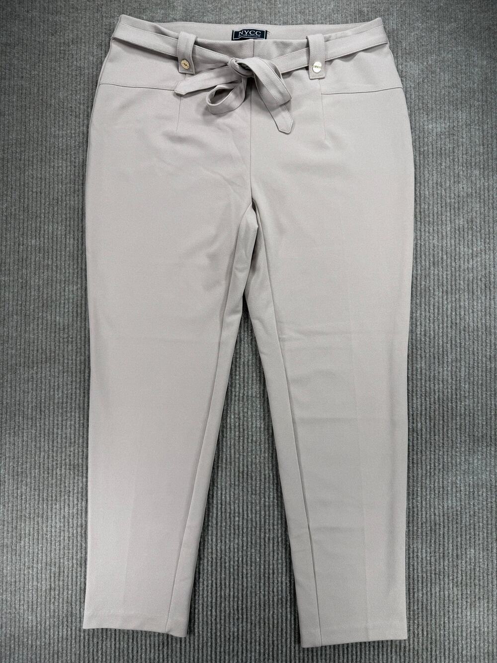 NYCC Beige Tie Waist Tapered Trouser Pants Size 12 Business Casual